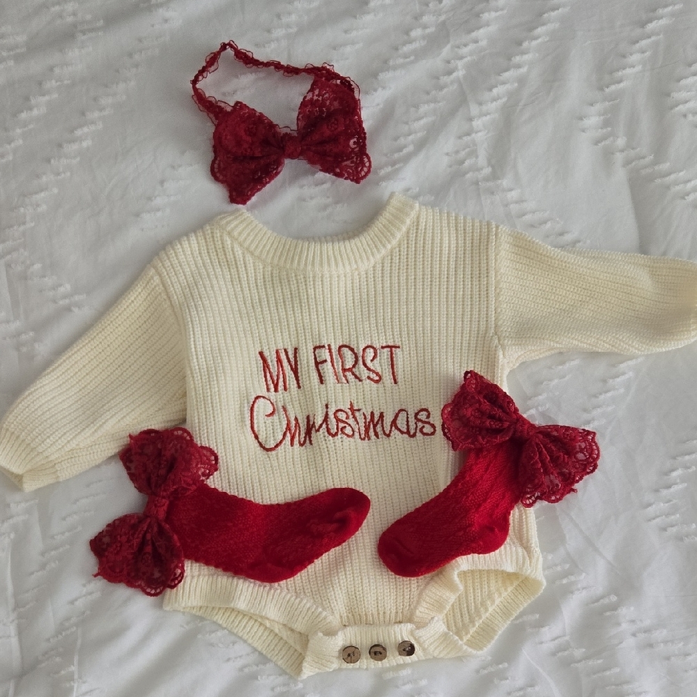 NEW Baby Christmas Onesie Set